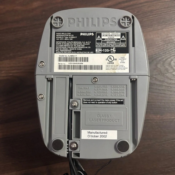 PHILIPS Dual Alarm Clock CD Player AM/FM Radio Model AJ3950/17 - Picture 5 of 7